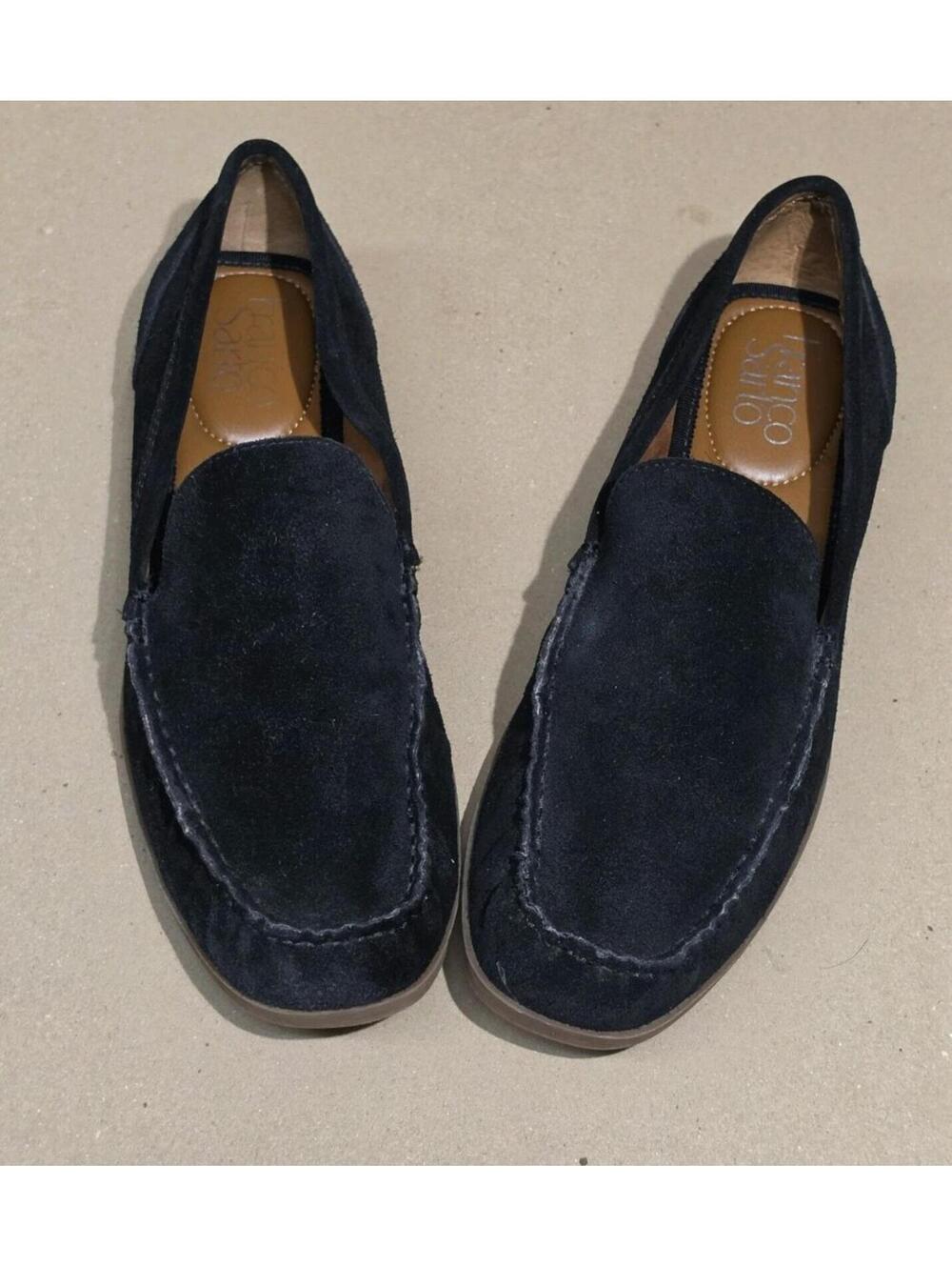 Franco Sarto Black Suede Loafers Women Leather Slip On Flats Office Quiet Luxury - Picture 8 of 10